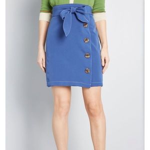 Modcloth Button-Up Blue Pencil Skirt